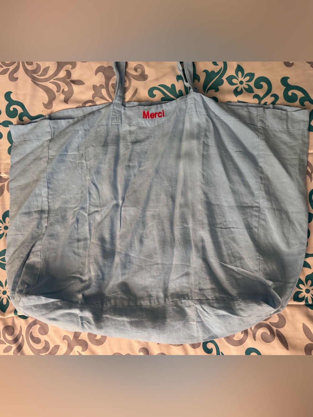 Merci Washed Linen Shopping Bag